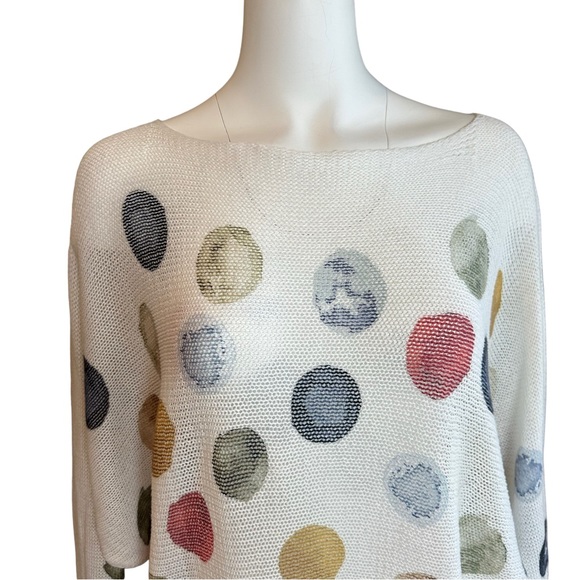 Moda Italia Polka Dot Knit Batwing Blouse Made in Italy Large L - Picture 2 of 7